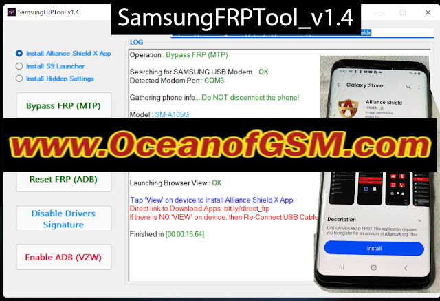 Samsung FRP Tool Version 1.4 Direct Alliance Shiled X 100% Working Fre