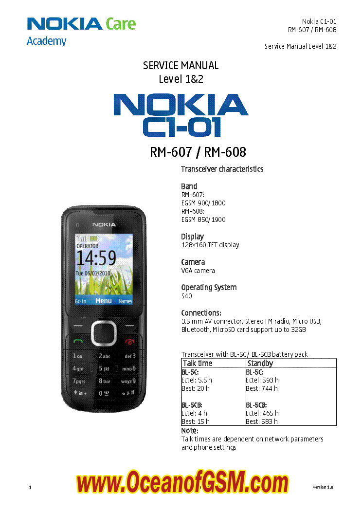 Nokia C1-01 (RM-607) Flash File Free Download